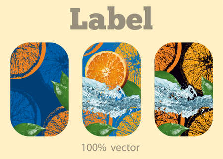 label for water and juice with orangeの写真素材