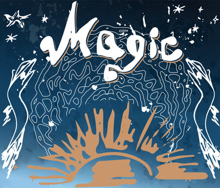 Magic blue background. The sun. magic circleのイラスト素材