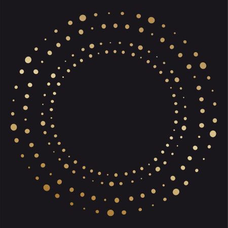 Vintage Luxury ornate round gold Frame on a black background . Vector illustrationのイラスト素材