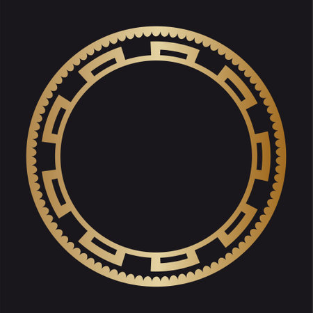 Round gold Frame on a black background . Vector illustrationのイラスト素材