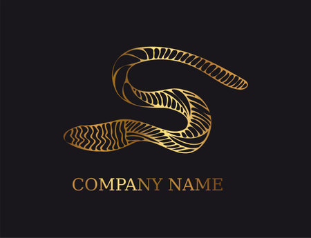 Elegance Initial Letter S Type Logo Sign Symbol Icon in the form of a snake. Vector illustrationのイラスト素材