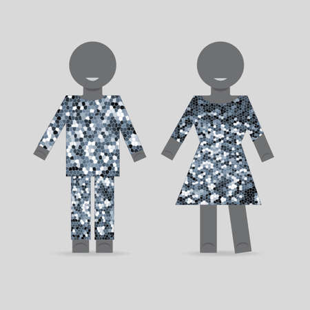 vector web icons of a boy and a girl in a futuristic styleのイラスト素材