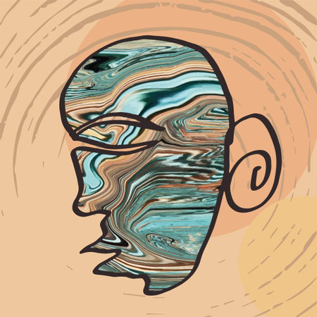 vector abstract colorful surreal portrait of a manのイラスト素材