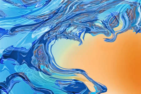 Illustration of the beach. Abstract water texture, hand-painted.の写真素材