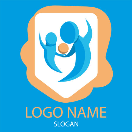 Abstract illustration of the interaction of father and son, a ball game.のイラスト素材