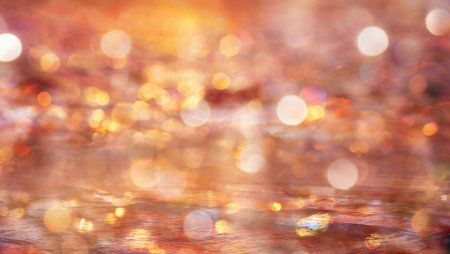 Beach sunset view with low tide in the evening in a blurred view background. High quality photoの写真素材