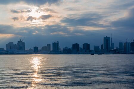View of the skyscrapers under construction and Ports in Odaibe, Tokyo Bay.の写真素材