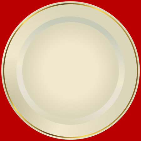 Old-fashioned white plate with a gold ornament (vector)のイラスト素材