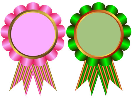 Pink and green  banners on white backgroundのイラスト素材