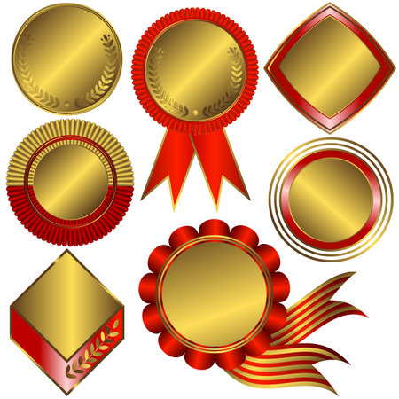 Collection of gold medals and counters (vector)のイラスト素材