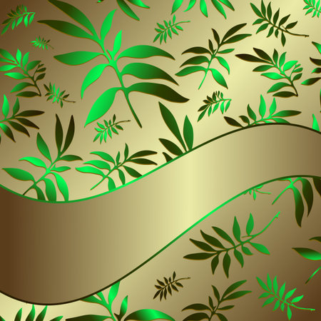 Silvery floral background with wave bannerのイラスト素材