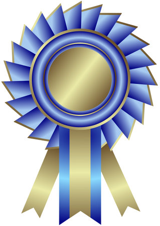 Silvery medal with  blue ribbon (vector)のイラスト素材