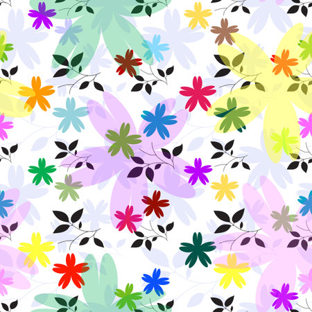 Abstract seamless floral pattern (vector)のイラスト素材