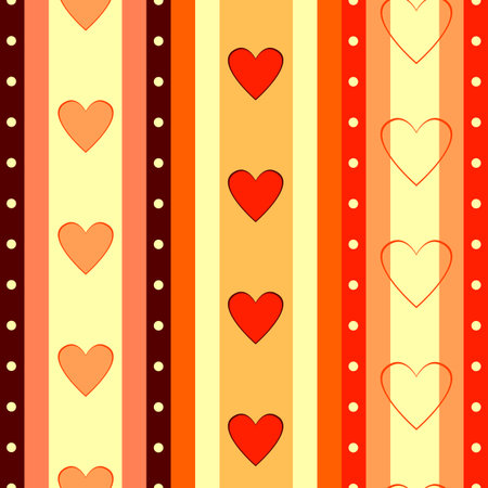Valentine  striped seamless  background  with hearts のイラスト素材