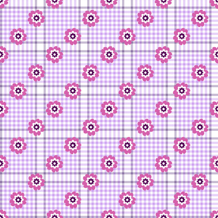 Seamless gentle diagonal cell  floral pattern のイラスト素材