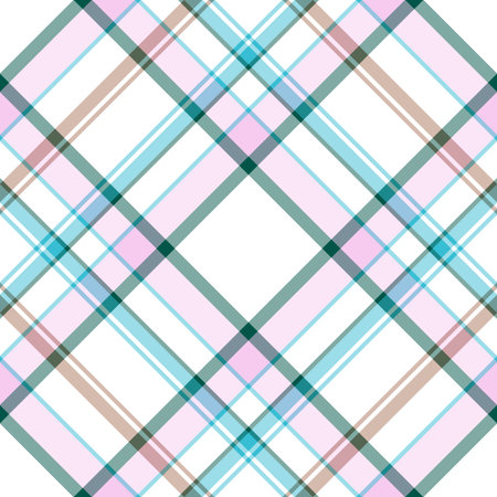 Abstract seamless white-pink-blue tartan pattern のイラスト素材
