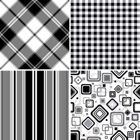 Set black-white seamless patternsのイラスト素材