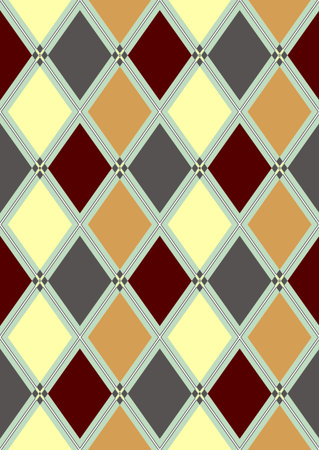 Seamless pattern in brown, white and grey rhombusesのイラスト素材
