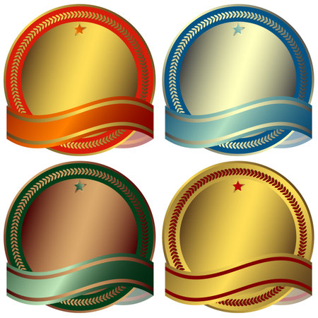 Set awards with ribbons on white background  (vector)のイラスト素材