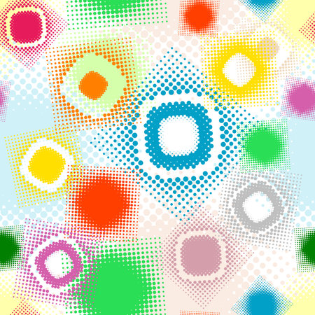 Abstract seamless white pattern with rainbow curls pointのイラスト素材