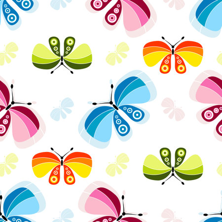 Seamless vivid pattern with colorful butterflies のイラスト素材
