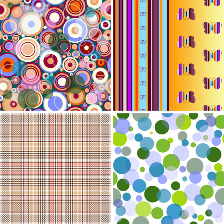 Set colorful geometric seamless patterns のイラスト素材