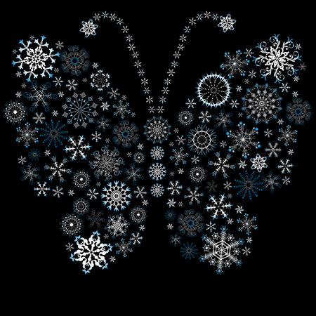 White-blue christmas snowflake-butterflyのイラスト素材