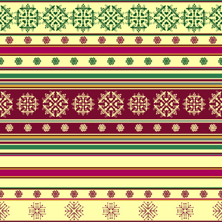 Seamless striped vintage pattern with application (vector)のイラスト素材