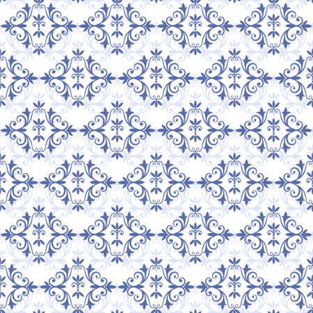 White-grey-blue vintage seamless patternのイラスト素材