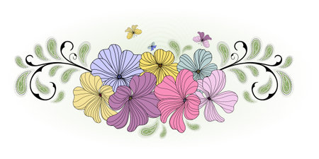 Bouquet of colorful flowers for design のイラスト素材