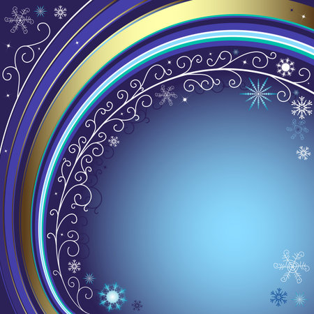 Dark blue christmas frame with snowflakes and starsのイラスト素材