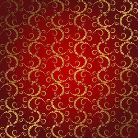 Golden-red abstract floral seamless pattern のイラスト素材