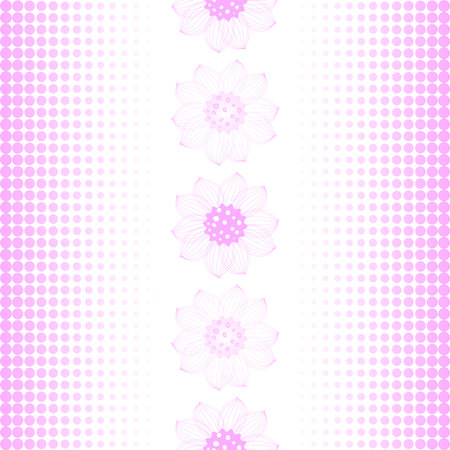 Repeating floral pink-white pattern with flowers (vector)のイラスト素材