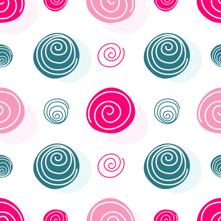 White seamless pattern with pink and blue peas (vector)のイラスト素材