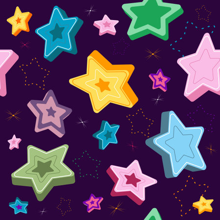 Seamless violet pattern with stars (vector)のイラスト素材