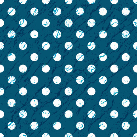 Dark blue seamless grunge pattern with white peas (vector EPS 10)のイラスト素材