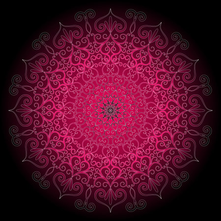 Purple and black round frame with vintage ornament (vector)のイラスト素材