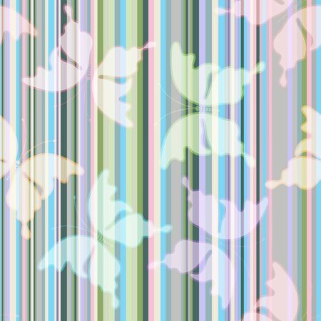 Gentle striped repeating pattern with transparent  butterfliesのイラスト素材