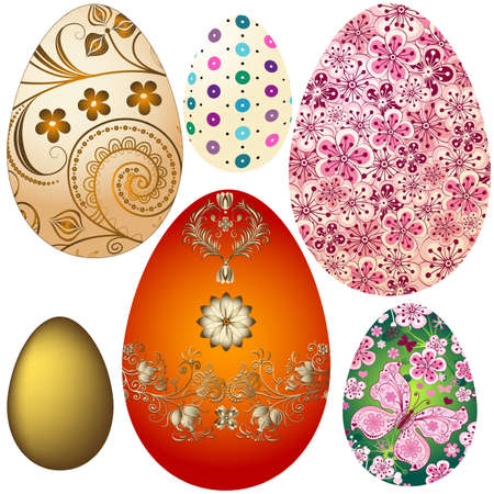 Set colorful Easter`s eggs isolated on whiteのイラスト素材