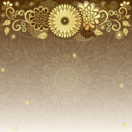 Vintage elegance frame with gold flowers のイラスト素材