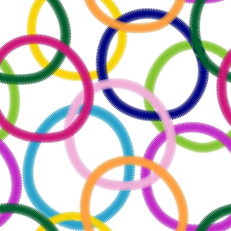 Seamless white pattern with colorful vivid rings (vector)のイラスト素材