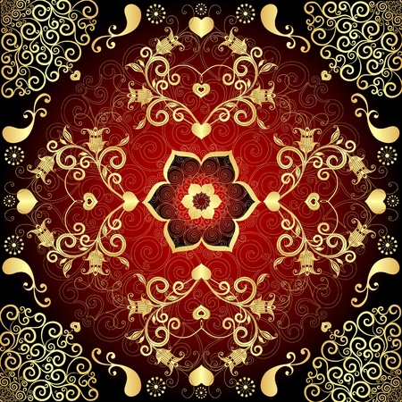 Decorative valentine gold-purple round frame with vintage patterns のイラスト素材
