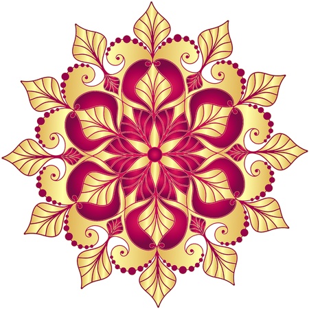 Christmas gold and purple snowflake on whiteのイラスト素材