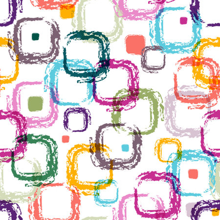Seamless white pattern with colorful translucent uneven rectangles (EPS 10)のイラスト素材