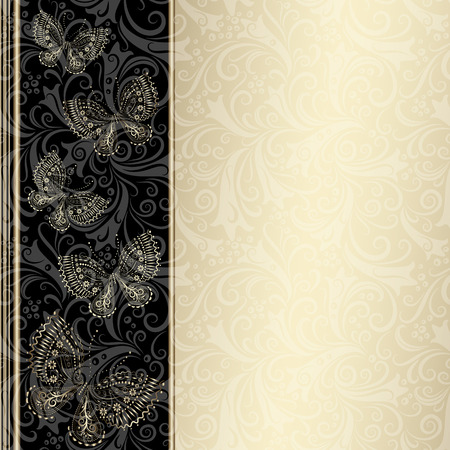 Silvery vintage frame with lacy butterfliesのイラスト素材