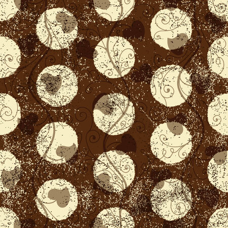 Seamless grungy brown pattern with white polka dots (vector eps 10)のイラスト素材