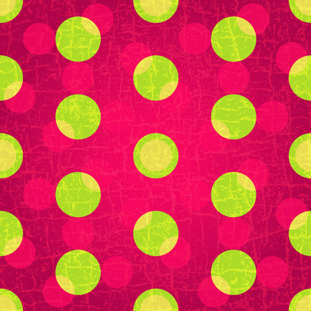 Seamless grungy purple pattern with green and pink polka dots  (vector EPS 10)のイラスト素材