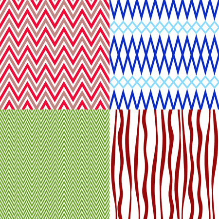 Set colorful vintage patterns with wave strips (vector)のイラスト素材