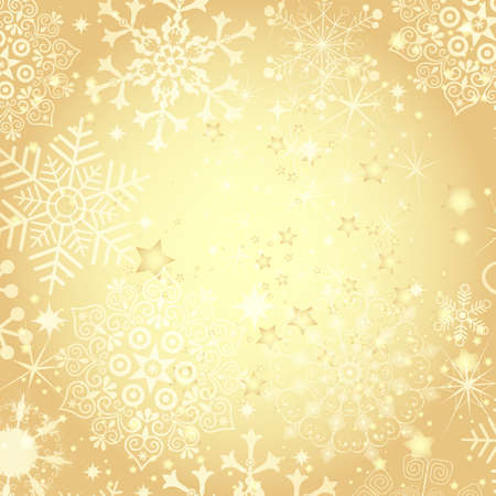 Golden Christmas frame with translucent snowflakes and starsのイラスト素材
