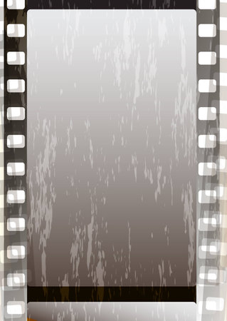 Grunge grey fragmentary film strips. Background for designのイラスト素材